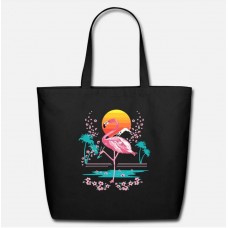 Flamingo Art Black Eco-Friendly Tote Bag